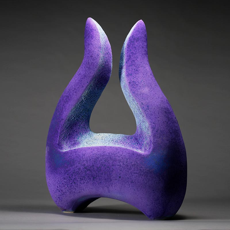 AneelaD hand built organic  rich purple ceramic sculpture