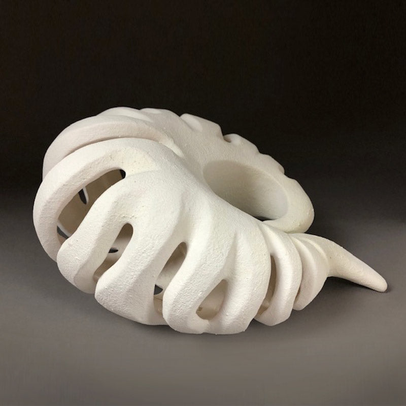 AneelaD ceramic wall sculpture in white stoneware clay with matte surface and soft curves
