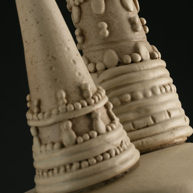 Detail of white ceramic sculpture white Ox
