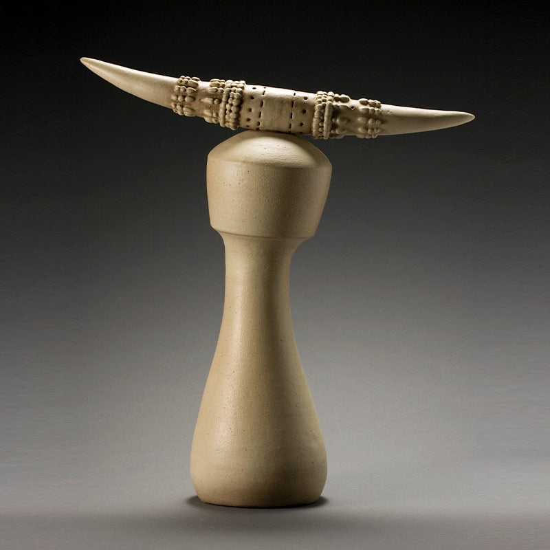 White bovine form handmade ceramic sculpture in stoneware clay and glaze